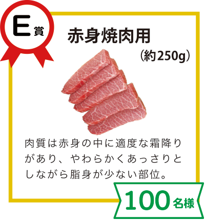 E賞：赤身焼肉用（約250g）【100名様】